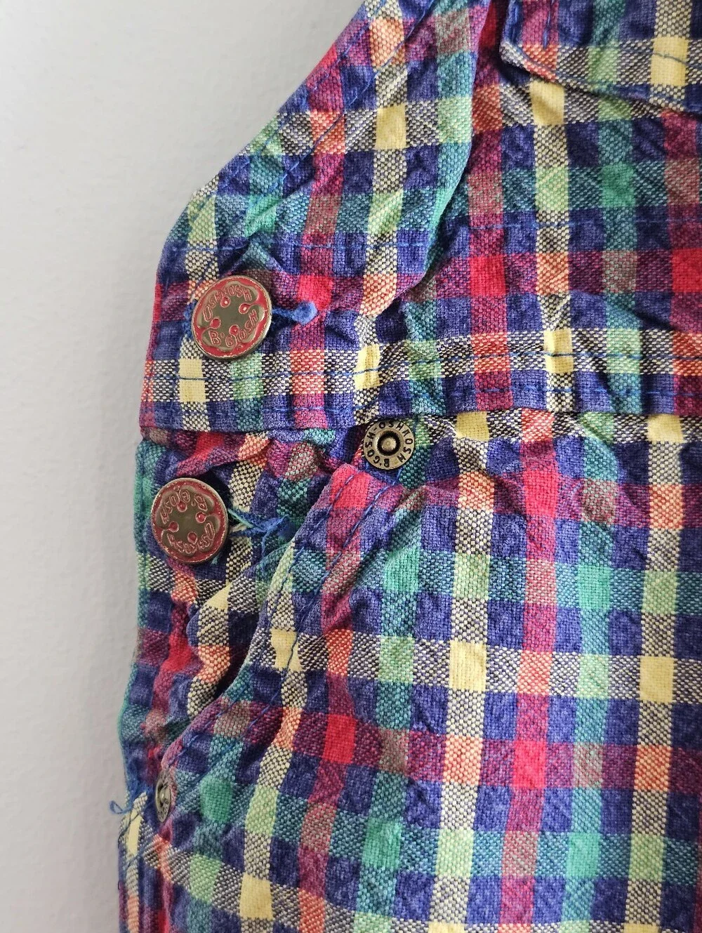 Vintage 80s/90s OshKosh B’Gosh Vestbak Plaid Overalls Toddler 18M Made In USA